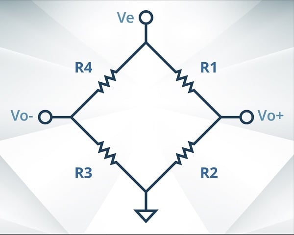 Piezoresistive bridge network diagram